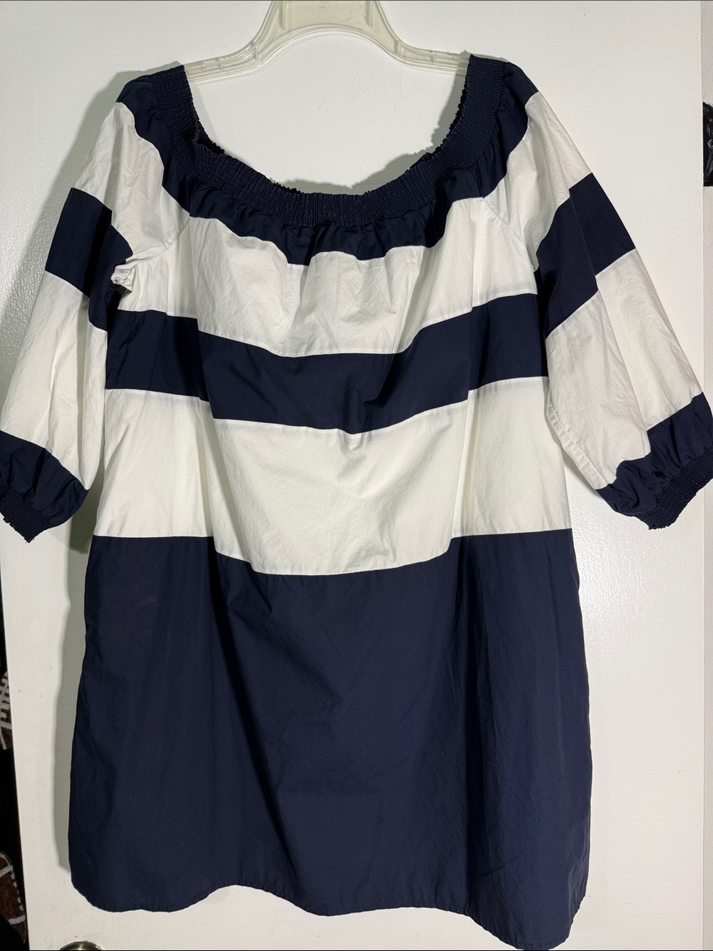 Crown and ivy Navy and White Striped Off-Shoulder Mini Dress  or tunic XL